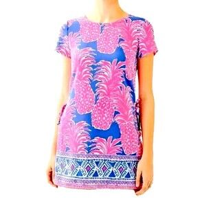 Lilly Pulitzer Blanca Romper blue haven l'll flamenco pineapple Sz 00 ***